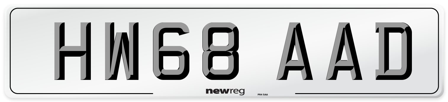 HW68 AAD Number Plate from New Reg